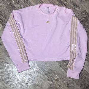 Adidas crop Sweatershirt Pink and Gold Small